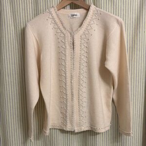 Chic Cream Cardigan with Beaded Details